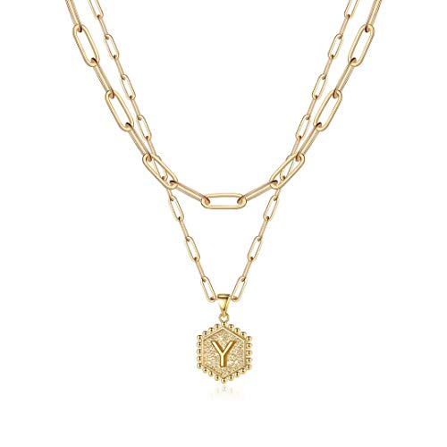 Dainty Layering Initial 14K Gold Plated Paperclip Chain Necklace