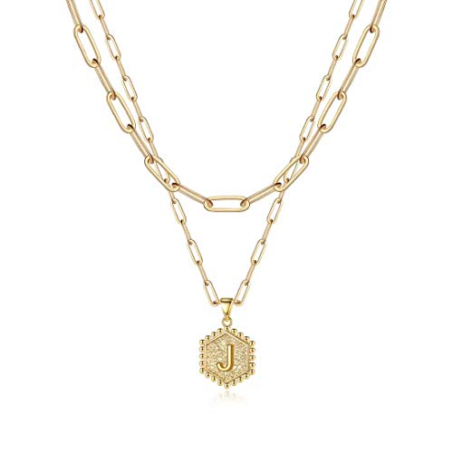 Dainty Layering Initial 14K Gold Plated Paperclip Chain Necklace