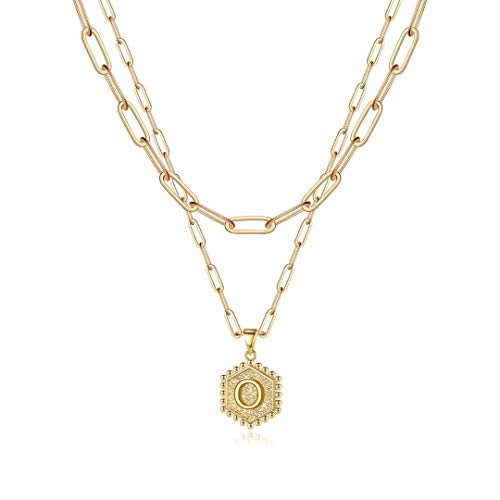 Dainty Layering Initial 14K Gold Plated Paperclip Chain Necklace