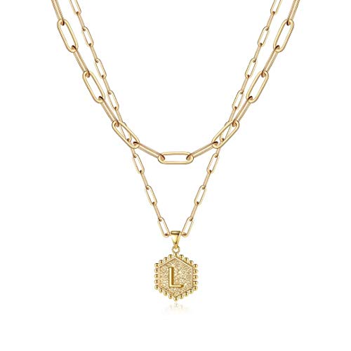 Dainty Layering Initial 14K Gold Plated Paperclip Chain Necklace