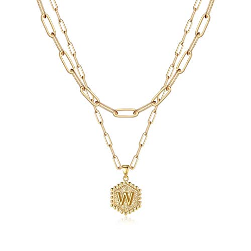 Dainty Layering Initial 14K Gold Plated Paperclip Chain Necklace