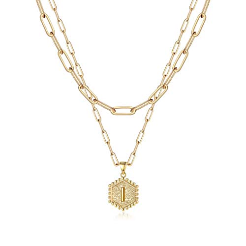 Dainty Layering Initial 14K Gold Plated Paperclip Chain Necklace