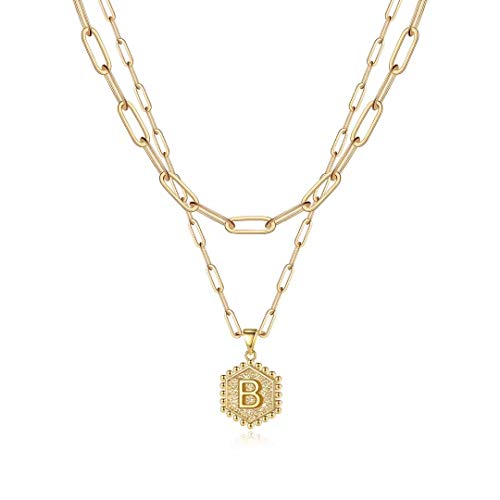 Dainty Layering Initial 14K Gold Plated Paperclip Chain Necklace