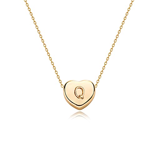 Tiny Gold Initial Heart Necklace-14K Gold Filled Handmade Dainty Personalized Heart Choker Necklace For Women Letter J