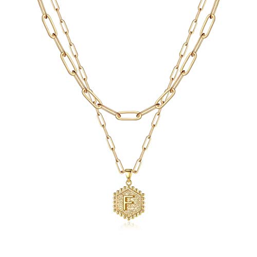 Dainty Layering Initial 14K Gold Plated Paperclip Chain Necklace