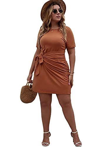 Women's Plus Size Short Sleeve Tie Knot Dress