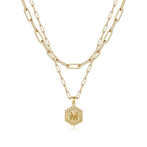Dainty Layering Initial 14K Gold Plated Paperclip Chain Necklace