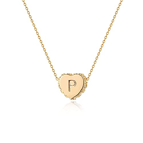 Tiny Gold Initial Heart Necklace-14K Gold Filled Handmade Dainty Personalized Heart Choker Necklace For Women Letter J