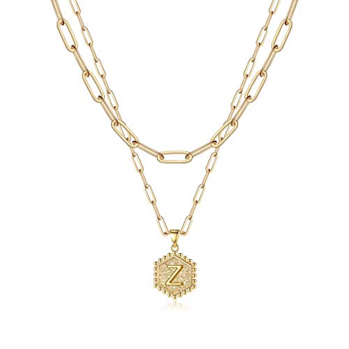 Dainty Layering Initial 14K Gold Plated Paperclip Chain Necklace