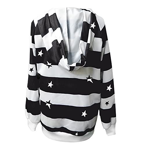 Star Striped Hooded Lightweight 1/4 zipper Long Sleeve