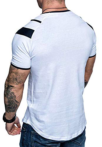 Men's Muscle Tee Colorblock Raglan Long Sleeve Fashion Patchwork Tshirts Tops Black1 L