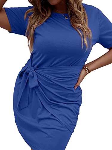 Women's Plus Size Short Sleeve Tie Knot Dress