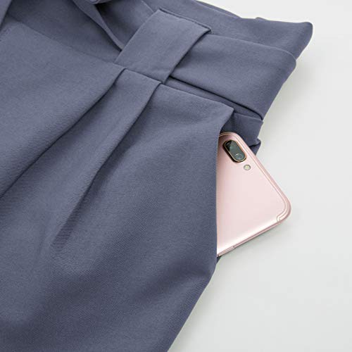 GRACE KARIN Soild Belted High Waist Trousers Ladies Party Casual Bow Tie Pants S Army Green