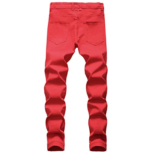 FREDD MARSHALL Men's Slim Fit Ripped Destroyed Distressed Stretch Fashion Denim Jeans