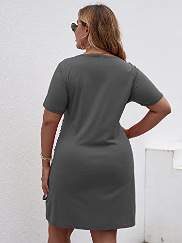 Women's Plus Size Short Sleeve Tie Knot Dress