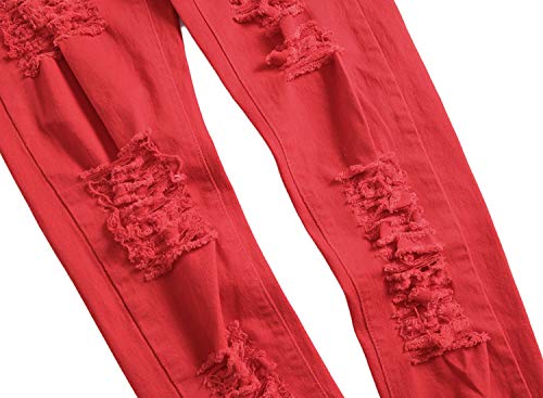 FREDD MARSHALL Men's Slim Fit Ripped Destroyed Distressed Stretch Fashion Denim Jeans