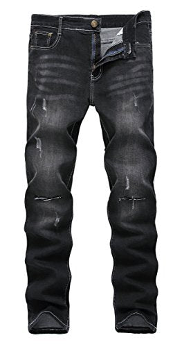 FREDD MARSHALL Men's Slim Fit Ripped Destroyed Distressed Stretch Fashion Denim Jeans