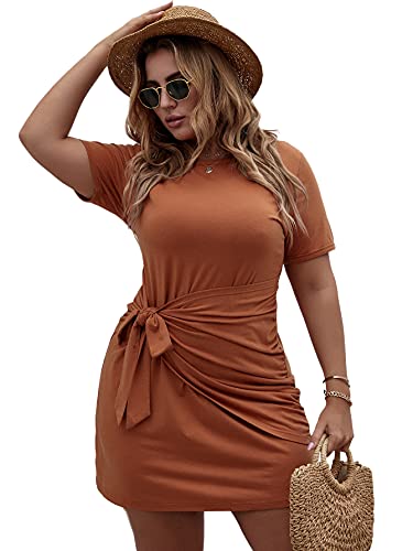 Women's Plus Size Short Sleeve Tie Knot Dress