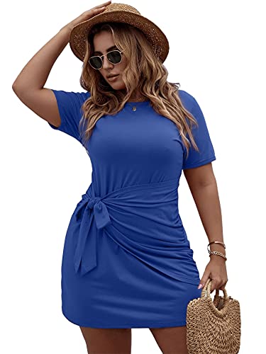 Women's Plus Size Short Sleeve Tie Knot Dress