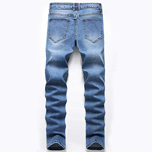 FREDD MARSHALL Men's Slim Fit Ripped Destroyed Distressed Stretch Fashion Denim Jeans