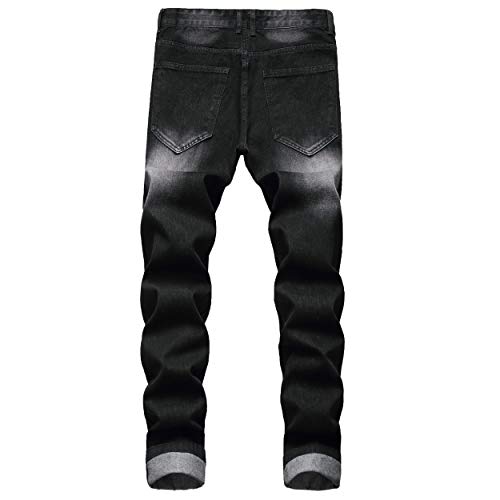 FREDD MARSHALL Men's Slim Fit Ripped Destroyed Distressed Stretch Fashion Denim Jeans