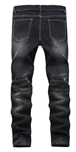 FREDD MARSHALL Men's Slim Fit Ripped Destroyed Distressed Stretch Fashion Denim Jeans