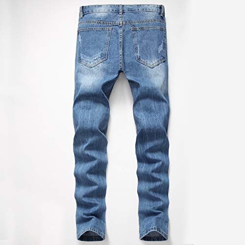 FREDD MARSHALL Men's Slim Fit Ripped Destroyed Distressed Stretch Fashion Denim Jeans
