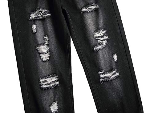 FREDD MARSHALL Men's Slim Fit Ripped Destroyed Distressed Stretch Fashion Denim Jeans