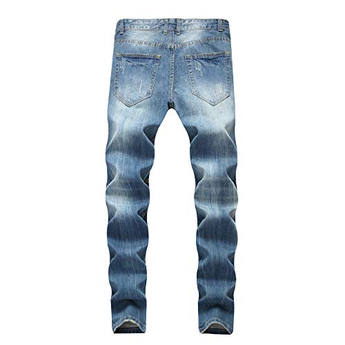 FREDD MARSHALL Men's Slim Fit Ripped Destroyed Distressed Stretch Fashion Denim Jeans