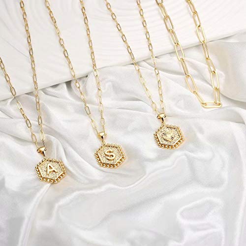 Dainty Layering Initial 14K Gold Plated Paperclip Chain Necklace