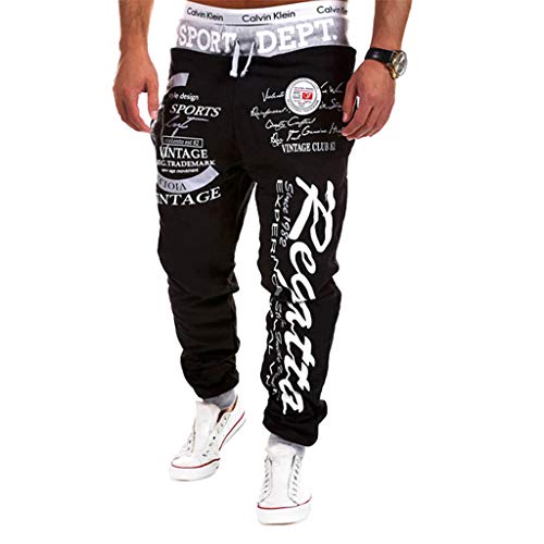 Cottory Men's Hiphop Dance Jogger Sweatpants Trousers Red Black X-Small