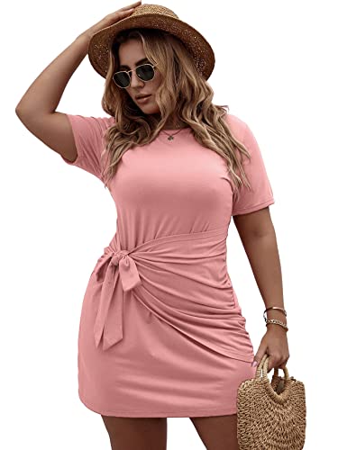 Women's Plus Size Short Sleeve Tie Knot Dress