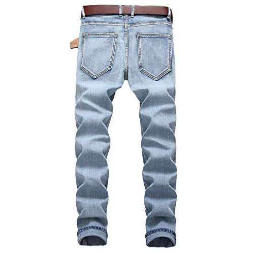 FREDD MARSHALL Men's Slim Fit Ripped Destroyed Distressed Stretch Fashion Denim Jeans