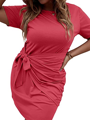 Women's Plus Size Short Sleeve Tie Knot Dress