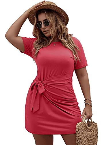 Women's Plus Size Short Sleeve Tie Knot Dress