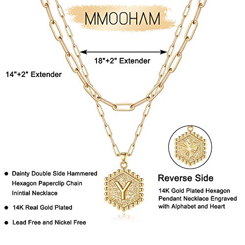 Dainty Layering Initial 14K Gold Plated Paperclip Chain Necklace