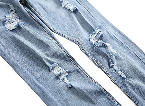 FREDD MARSHALL Men's Slim Fit Ripped Destroyed Distressed Stretch Fashion Denim Jeans