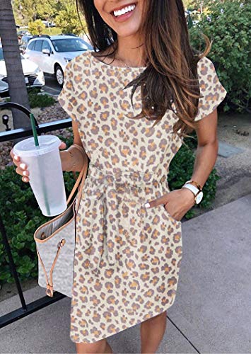 MEROKEET Striped Short Sleeve T Shirt Dress Casual Tie Waist with Pockets