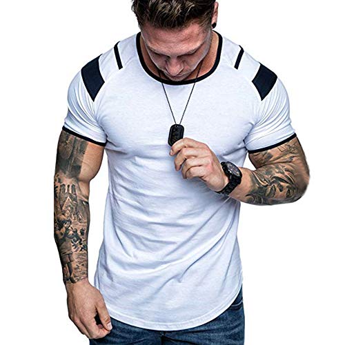 Men's Muscle Tee Colorblock Raglan Long Sleeve Fashion Patchwork Tshirts Tops Black1 L