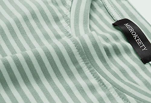 MEROKEET Striped Short Sleeve T Shirt Dress Casual Tie Waist with Pockets