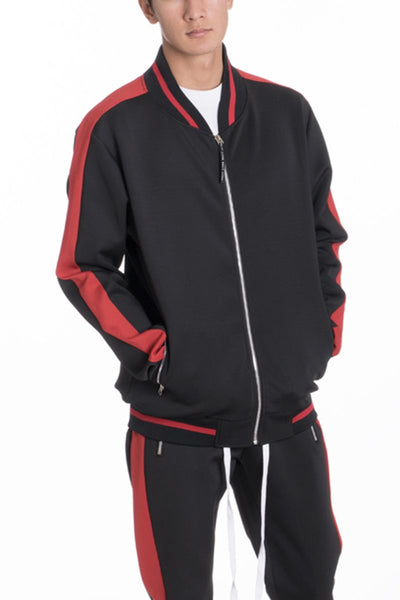 RALLY TRACK JACKET- BLACK/RED