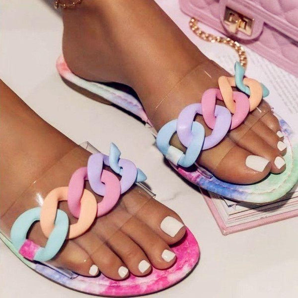 2021 Slippers Women Cross-border Pink INS Flat Heel Flat Casual Beach