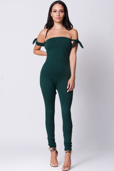 OFF SHOULDER SOLID JUMPSUIT