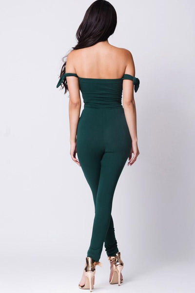 OFF SHOULDER SOLID JUMPSUIT