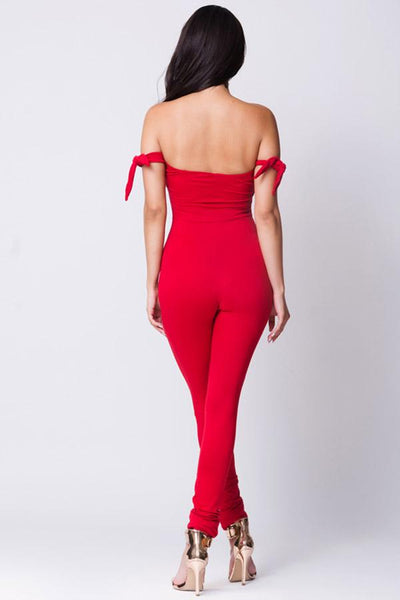 OFF SHOULDER SOLID JUMPSUIT