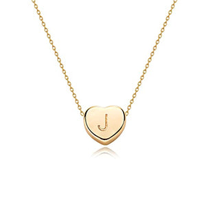Tiny Gold Initial Heart Necklace-14K Gold Filled Handmade Dainty Personalized Heart Choker Necklace For Women Letter J