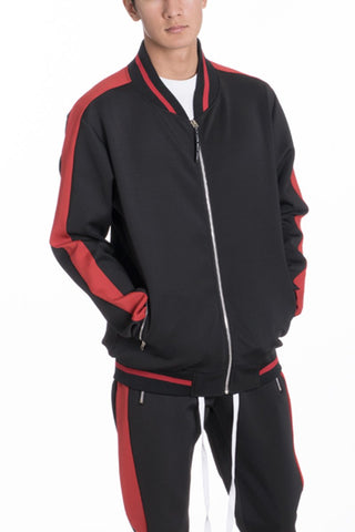 RALLY TRACK JACKET- BLACK/RED