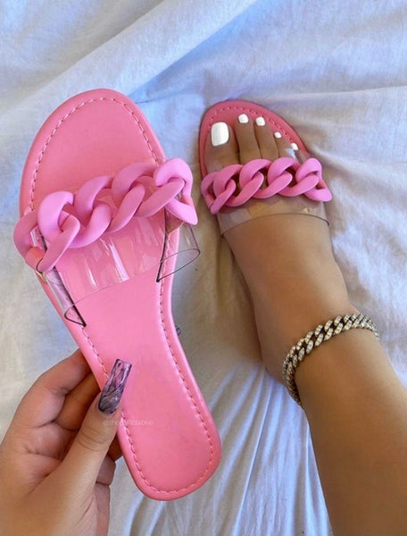 2021 Slippers Women Cross-border Pink INS Flat Heel Flat Casual Beach
